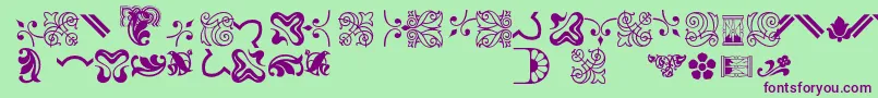 Bordersornament3-Schriftart – Violette Schriften auf grünem Hintergrund