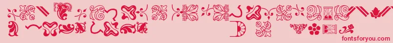 Bordersornament3-Schriftart – Rote Schriften auf rosa Hintergrund