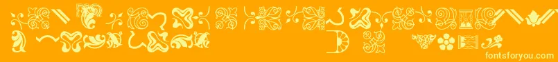 Bordersornament3-Schriftart – Gelbe Schriften auf orangefarbenem Hintergrund