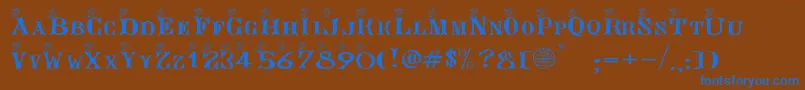 フォントAngeg – 茶色の背景に青い文字