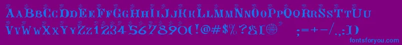 フォントAngeg – 紫色の背景に青い文字