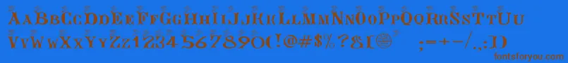 フォントAngeg – 茶色の文字が青い背景にあります。