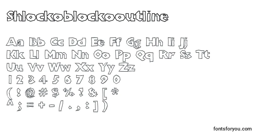 caractères de police shlockoblockooutline, lettres de police shlockoblockooutline, alphabet de police shlockoblockooutline