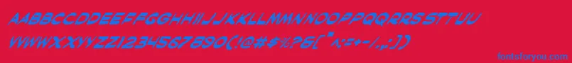 MaskedMarvelItalic Font – Blue Fonts on Red Background