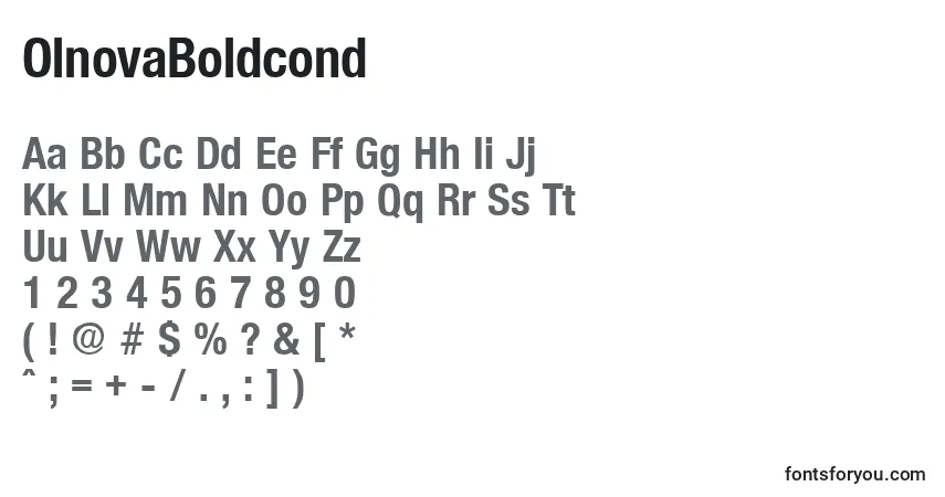 A fonte OlnovaBoldcond – alfabeto, números, caracteres especiais