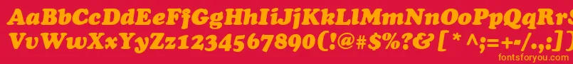 フォントCooperRusItalic – 赤い背景にオレンジの文字