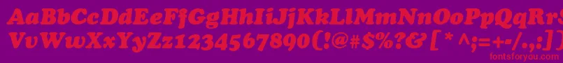 Fonte CooperRusItalic – fontes vermelhas em um fundo violeta