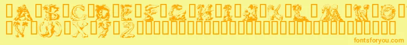 Fonte Lostw – fontes laranjas em um fundo amarelo
