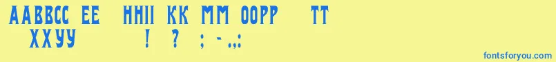 Izvestijac Font – Blue Fonts on Yellow Background