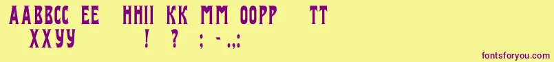 Izvestijac Font – Purple Fonts on Yellow Background