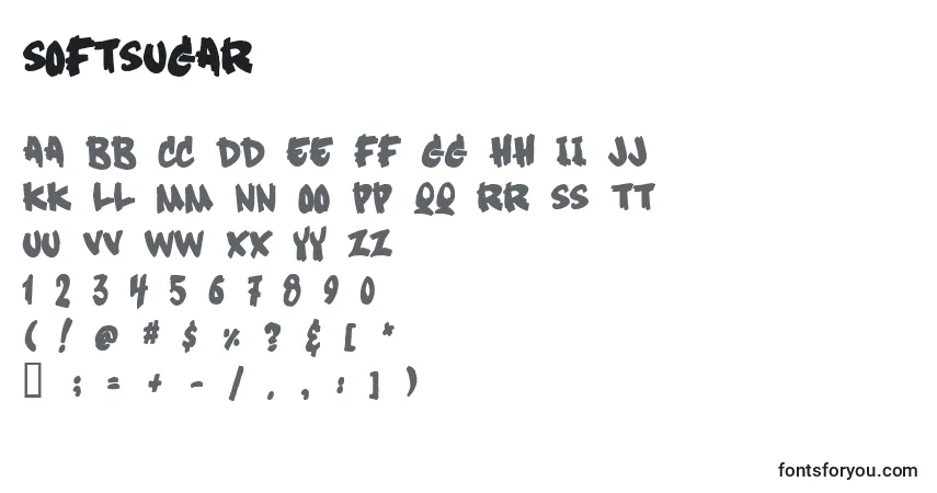 Czcionka Softsugar – alfabet, cyfry, specjalne znaki