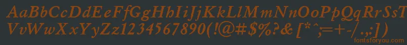 UkrainianmyslBolditalic-fontti – ruskeat fontit mustalla taustalla