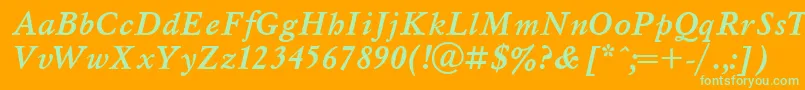 UkrainianmyslBolditalic Font – Green Fonts on Orange Background