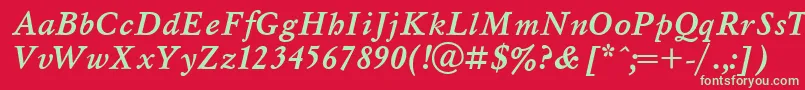 UkrainianmyslBolditalic Font – Green Fonts on Red Background