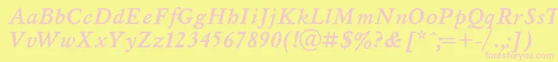 UkrainianmyslBolditalic Font – Pink Fonts on Yellow Background