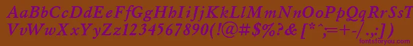 UkrainianmyslBolditalic Font – Purple Fonts on Brown Background