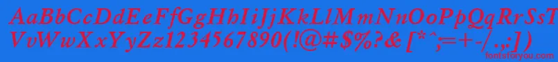 Fonte UkrainianmyslBolditalic – fontes vermelhas em um fundo azul