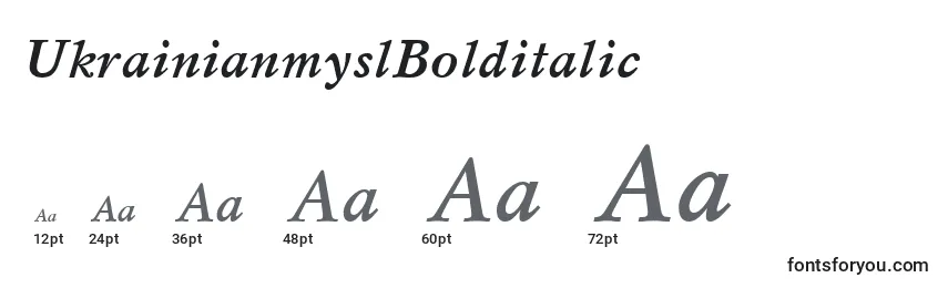 UkrainianmyslBolditalic Font Sizes