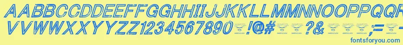 ThacoolkidzItalic-fontti – siniset fontit keltaisella taustalla