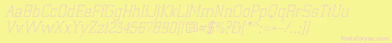 ElectrumadfexpLightoblique-fontti – vaaleanpunaiset fontit keltaisella taustalla