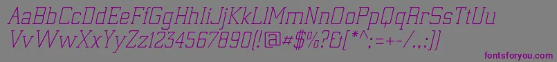 Шрифт ElectrumadfexpLightoblique – фиолетовые шрифты на сером фоне