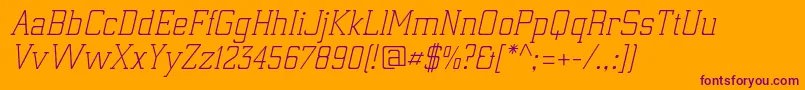Шрифт ElectrumadfexpLightoblique – фиолетовые шрифты на оранжевом фоне