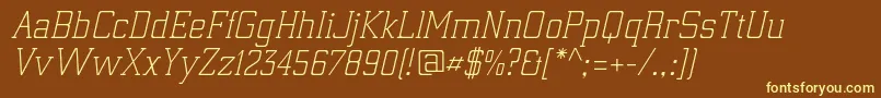 ElectrumadfexpLightoblique-fontti – keltaiset fontit ruskealla taustalla