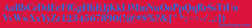 BodoniSvtytwoItcTtBold Font – Blue Fonts on Red Background