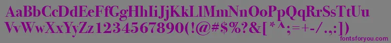 BodoniSvtytwoItcTtBold Font – Purple Fonts on Gray Background
