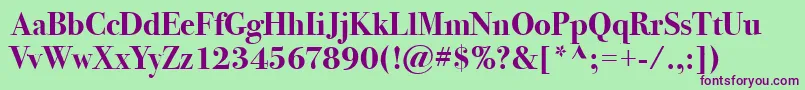 BodoniSvtytwoItcTtBold Font – Purple Fonts on Green Background