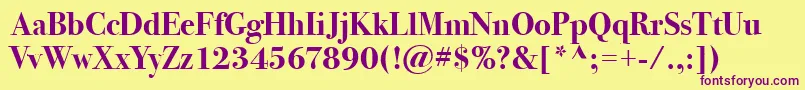 BodoniSvtytwoItcTtBold Font – Purple Fonts on Yellow Background