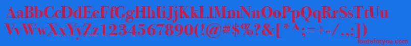 BodoniSvtytwoItcTtBold Font – Red Fonts on Blue Background