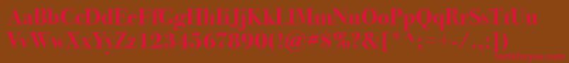 BodoniSvtytwoItcTtBold Font – Red Fonts on Brown Background