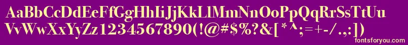 BodoniSvtytwoItcTtBold Font – Yellow Fonts on Purple Background