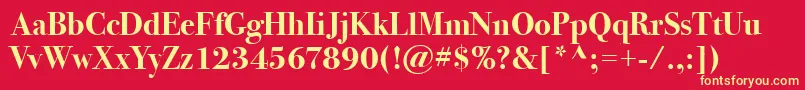 BodoniSvtytwoItcTtBold Font – Yellow Fonts on Red Background