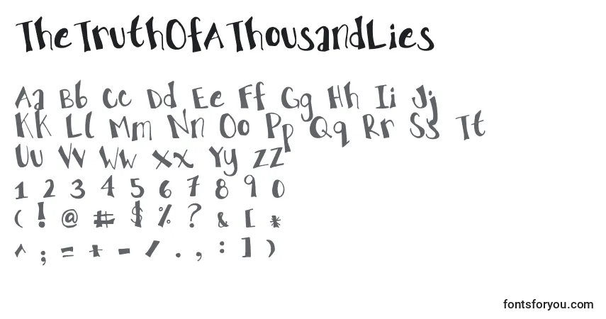 A fonte TheTruthOfAThousandLies – alfabeto, números, caracteres especiais