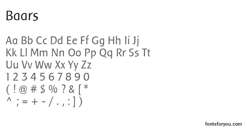 A fonte Baars – alfabeto, números, caracteres especiais