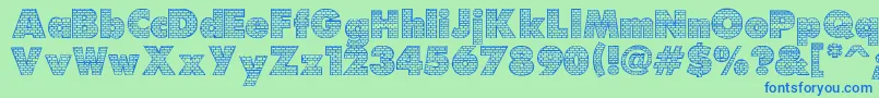 Czcionka Brick – niebieskie czcionki na zielonym tle