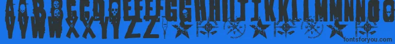 1Punk Font – Black Fonts on Blue Background