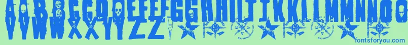 1Punk Font – Blue Fonts on Green Background