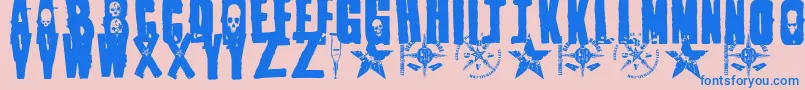 1Punk Font – Blue Fonts on Pink Background