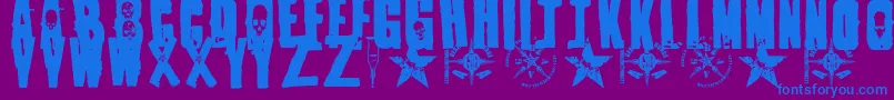 1Punk-fontti – siniset fontit violetilla taustalla