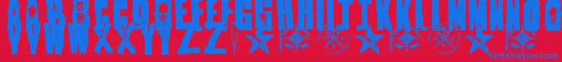 Fonte 1Punk – fontes azuis em um fundo vermelho