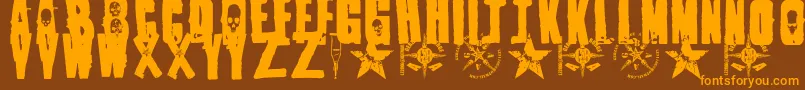 1Punk-Schriftart – Orangefarbene Schriften auf braunem Hintergrund