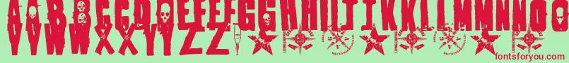 1Punk Font – Red Fonts on Green Background