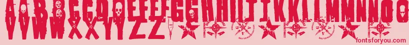 Fonte 1Punk – fontes vermelhas em um fundo rosa