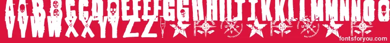 Fonte 1Punk – fontes brancas em um fundo vermelho