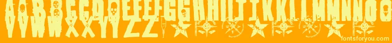 1Punk-Schriftart – Gelbe Schriften auf orangefarbenem Hintergrund