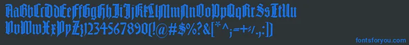 フォントLiturgisch – 黒い背景に青い文字
