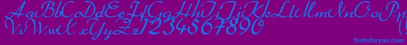 Heather-Schriftart – Blaue Schriften auf violettem Hintergrund